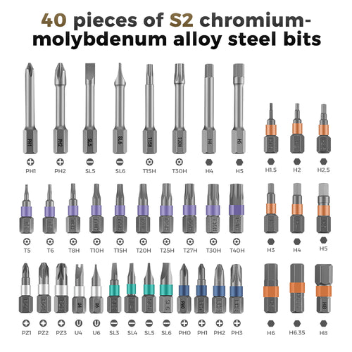 42 in 1 Magnetic Screwdriver, Screwdriver Set, Multi Bit Ratcheting Screwdriver Set with Storage Case Repair Tool Kit for Computer, Eyeglass, Bicycles, Watch, Ring Doorbell, Furniture and DIY